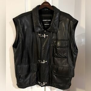Vintage Andrew Marc ORIGINAL Black Leather Men’s Vest, size 2X